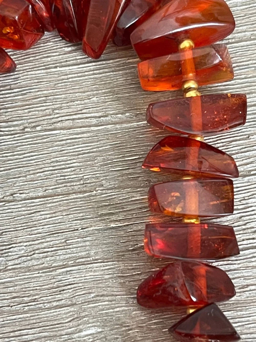 Baltic Amber VINTAGE Necklace 12kt gold filled - 18” Rich Cognac Red - Picture 7 of 13